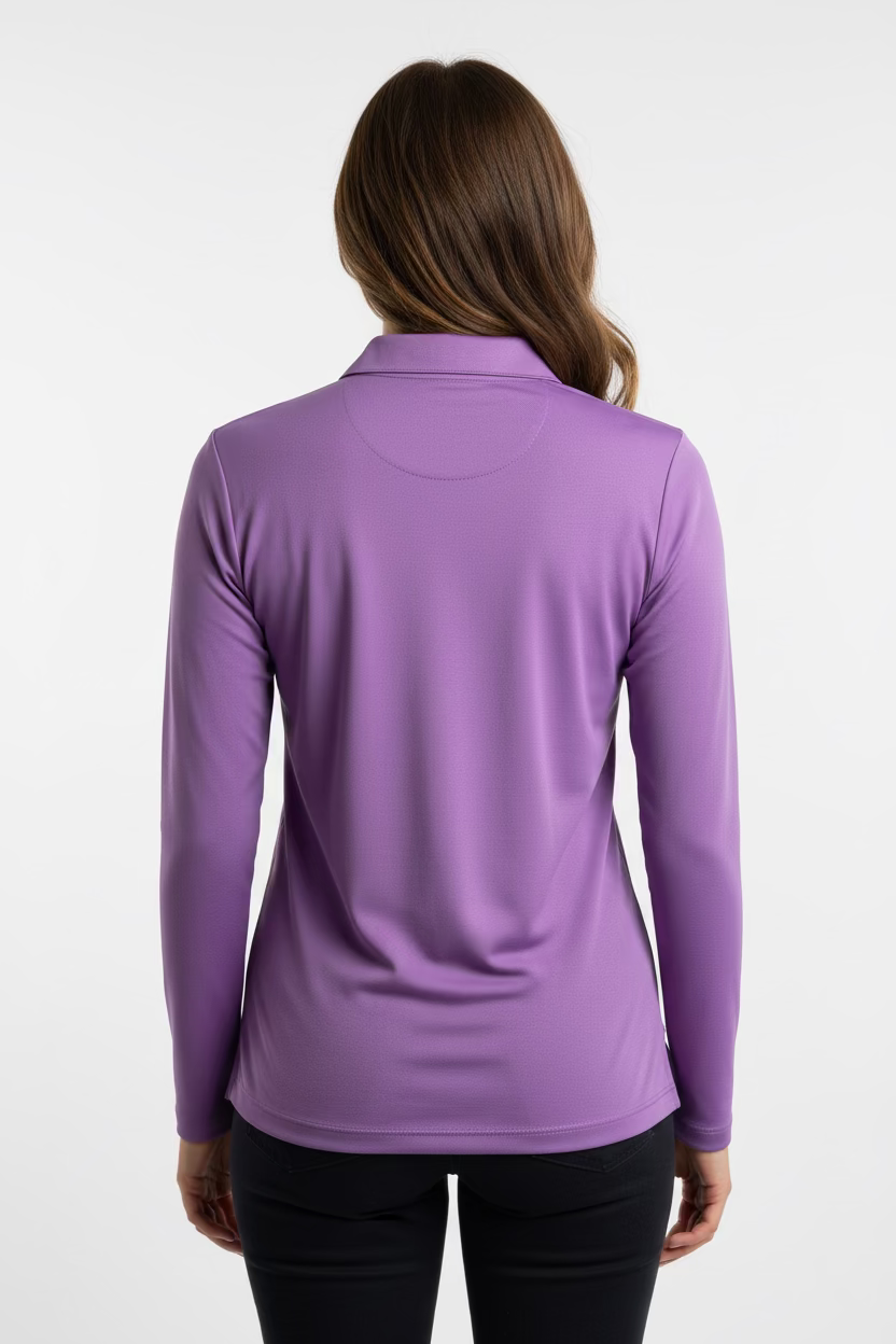 Greg Norman Womens Long Sleeve Zip Collar Polo - Lavender