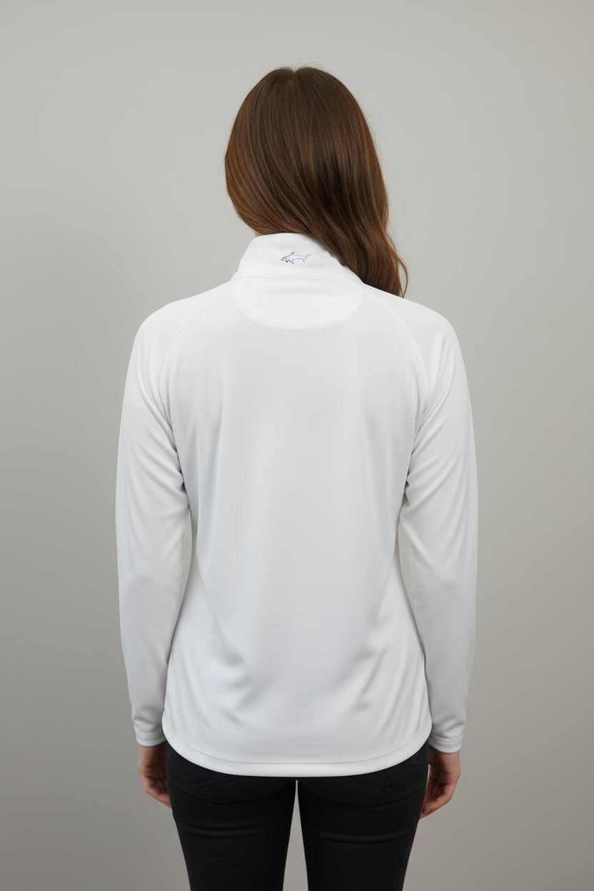 Greg Norman Womens Long Sleeve Zip Polo - Blizzard - Medium