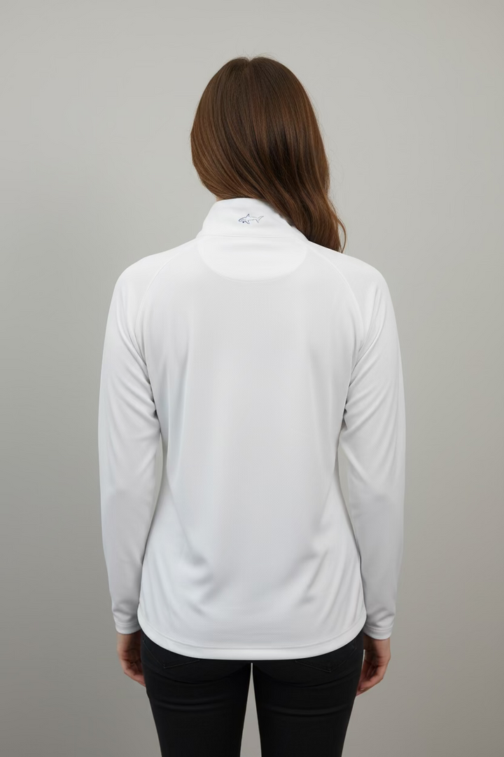 Greg Norman Womens Long Sleeve Zip Polo - Blizzard - Medium