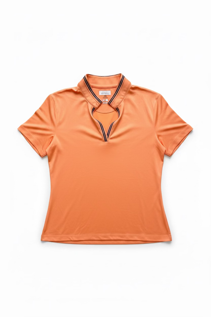 Greg Norman Womens Short Sleeve Polo - Mango/Navy