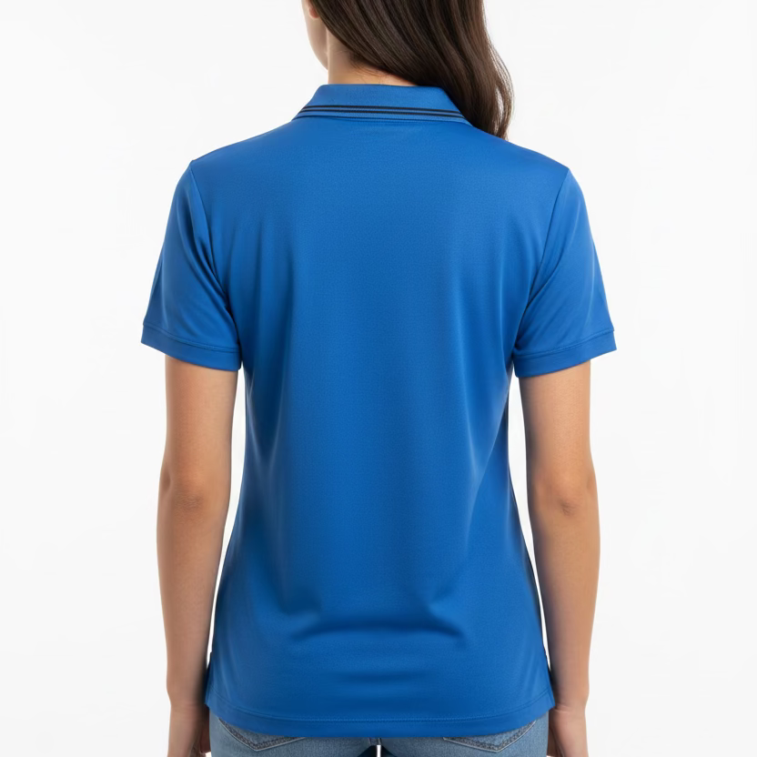 Greg Norman Womens Short Sleeve Polo - Aegean Blue/Black - Medium