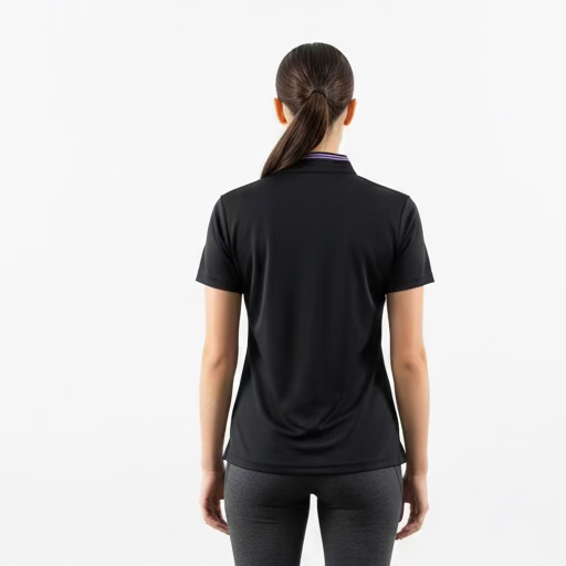 Greg Norman Womens Short Sleeve Zip Polo - Black/Lavender Bliss