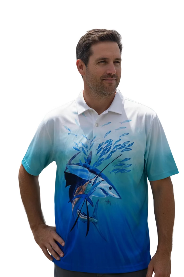 Greg Norman Mens The Shark/Sail Harvey Polo - Deep Sea Blue