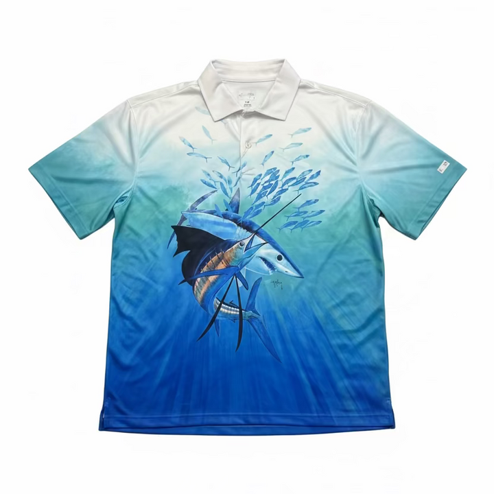 Greg Norman Mens The Shark/Sail Harvey Polo - Deep Sea Blue