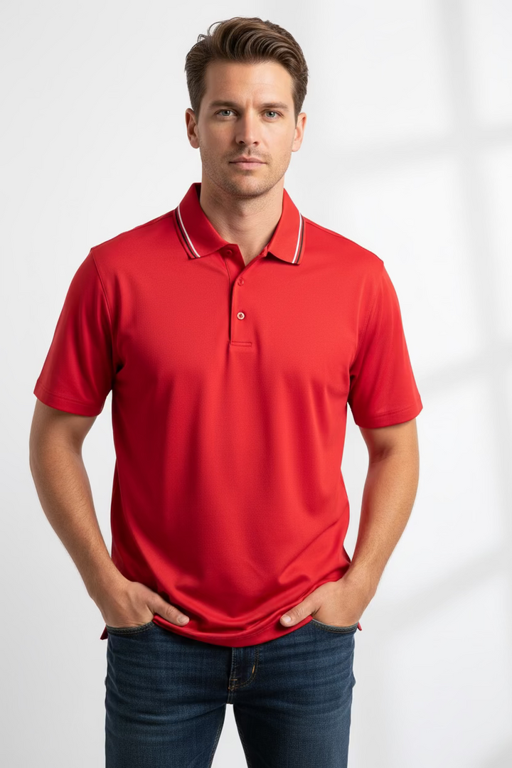 Greg Norman Mens Short Sleeve Polo - Patriot Red - Large