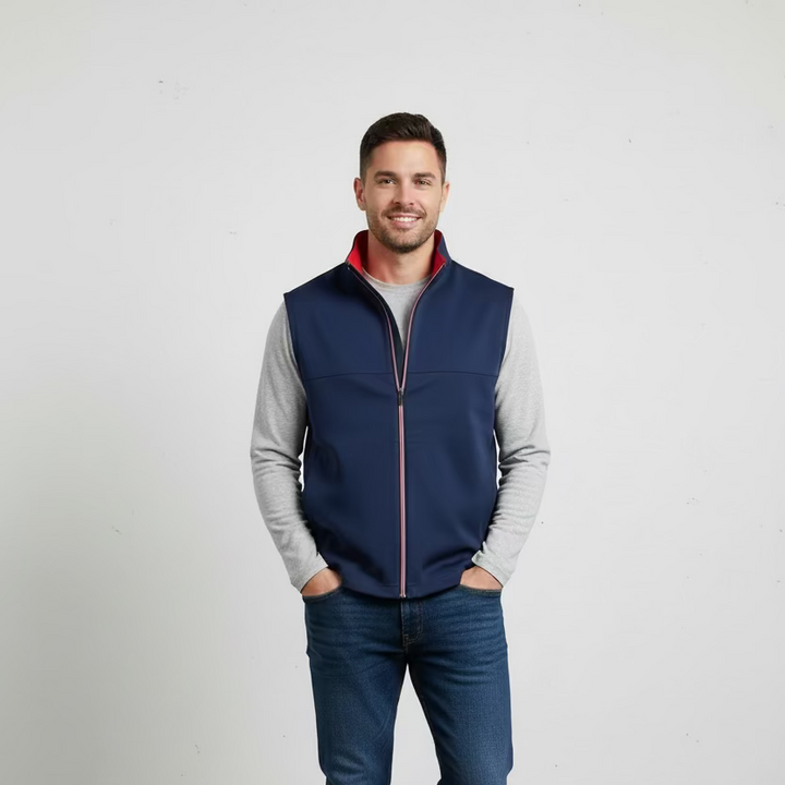 Greg Norman Mens Stars/Stripes Zip Vest - Flag Navy