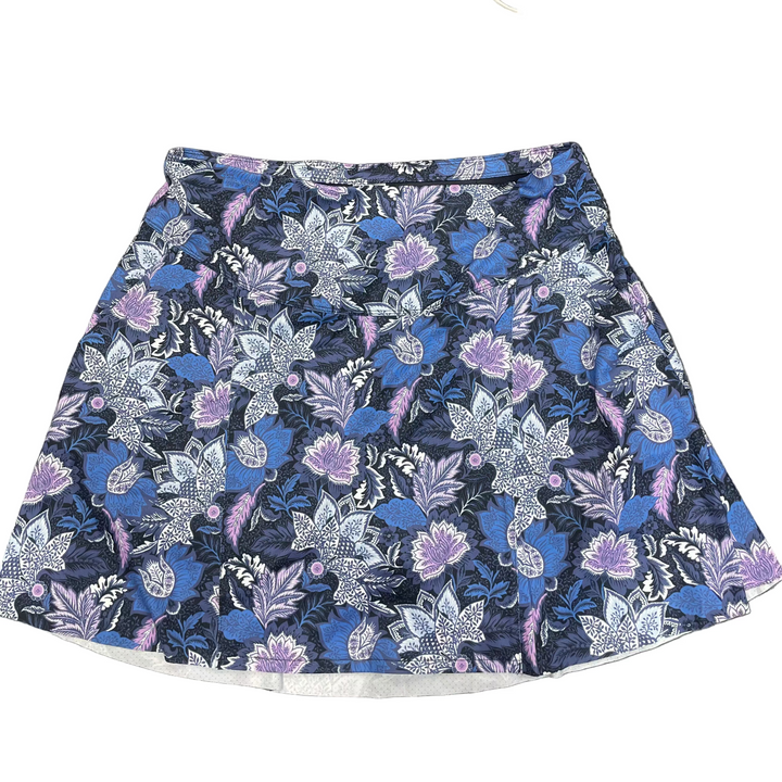 Greg Norman Womens Floral Skort (16') - Black/Sky Blue/Lavender