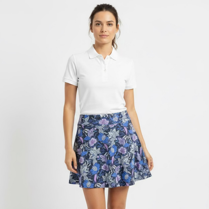 Greg Norman Womens Floral Skort (16') - Black/Sky Blue/Lavender
