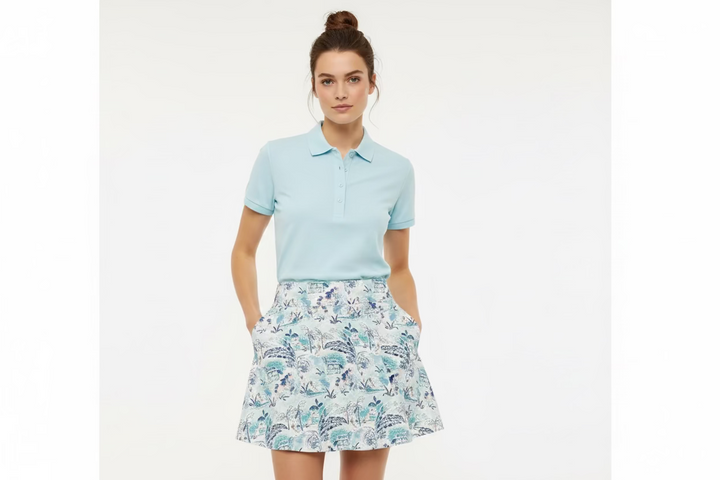 Greg Norman Womens Mandiville Paradise Skort (16') - Blue Breeze/Seafoam