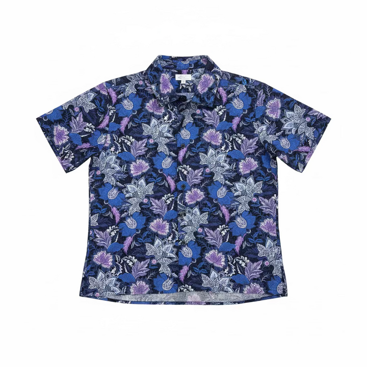 Greg Norman Womens Floral Short Sleeve Polo - Black/Sky Blue/Lavender