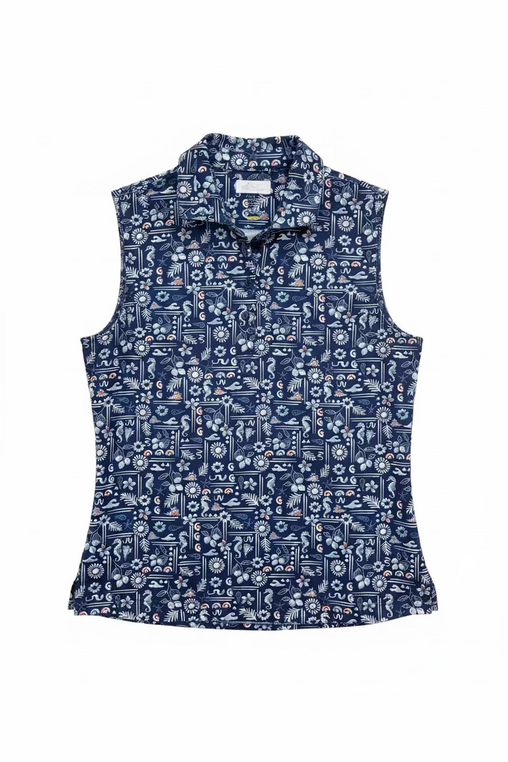 Greg Norman Womens Denise at the Seashore Sleeveless Polo - Marina