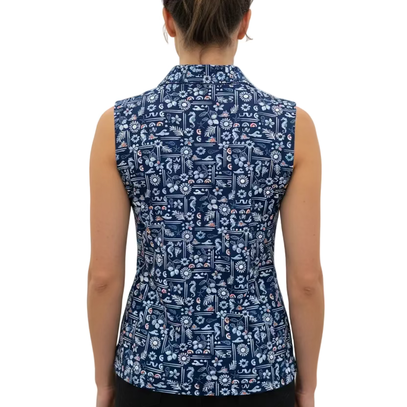Greg Norman Womens Denise at the Seashore Sleeveless Polo - Marina