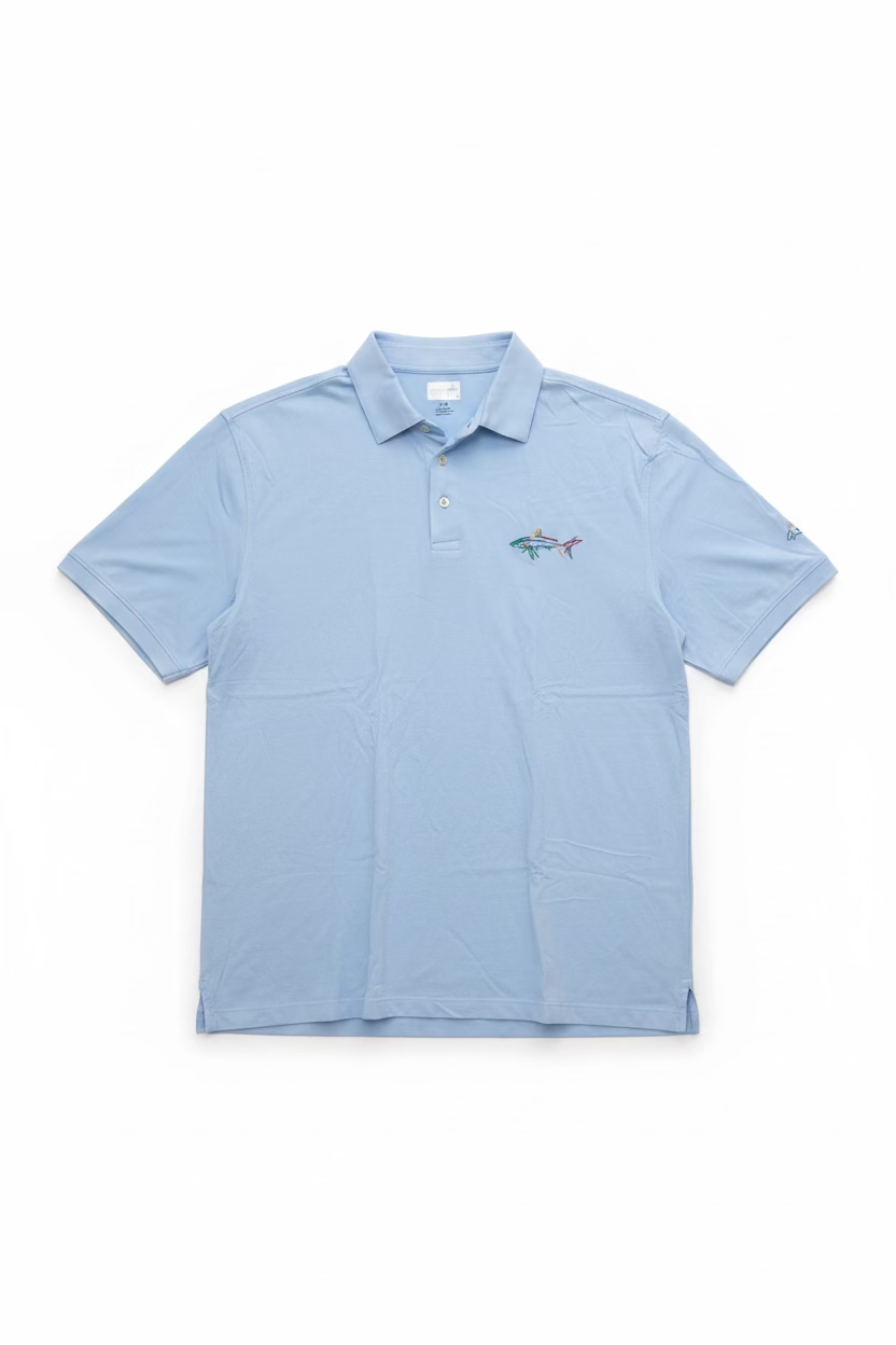 Greg Norman Mens Shark Short Sleeve Polo - Ocean Blue
