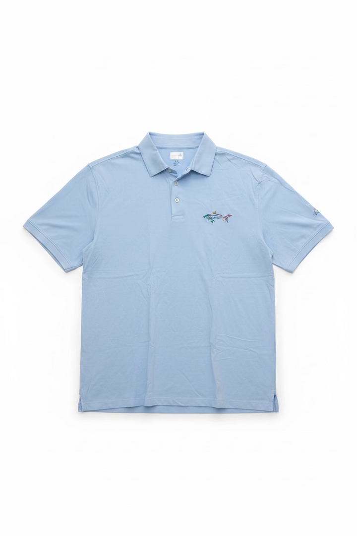 Greg Norman Mens Shark Short Sleeve Polo - Ocean Blue