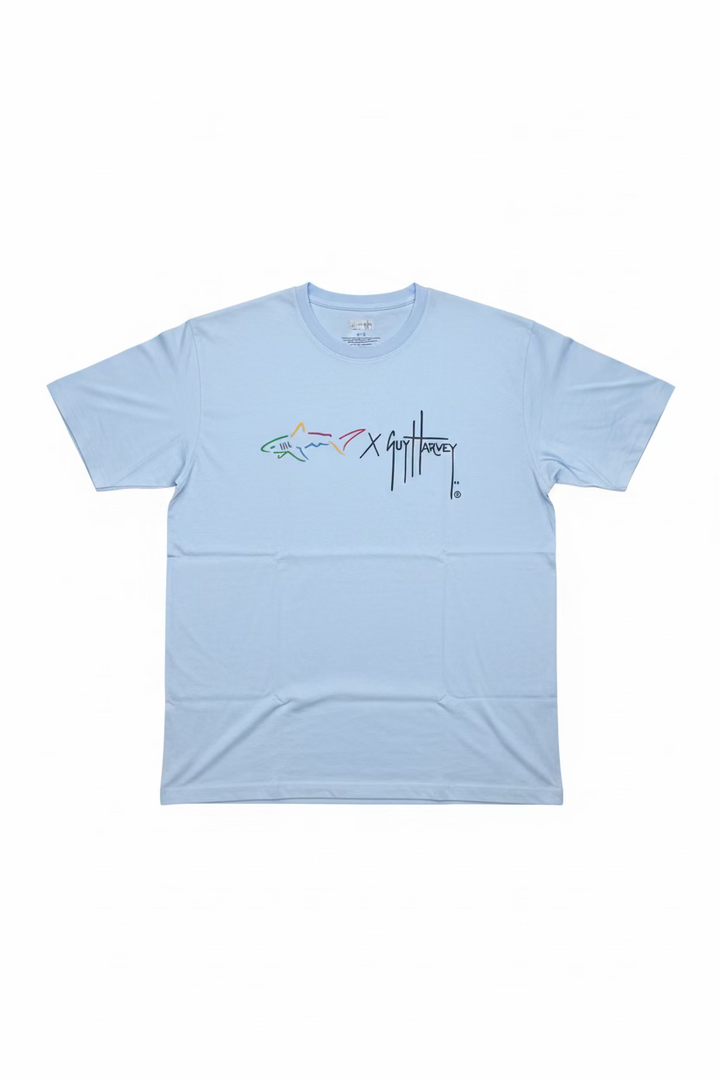 Greg Norman Mens Island Shark Short Sleeve Shirt - Blue Frost