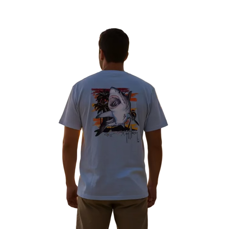 Greg Norman Mens Island Shark Short Sleeve Shirt - Blue Frost