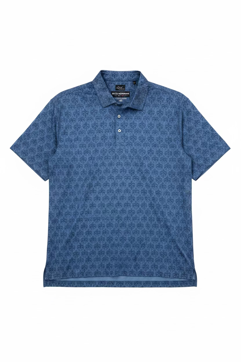 Greg Norman Mens Short Sleeve Palm Tree Polo - Dark Blue
