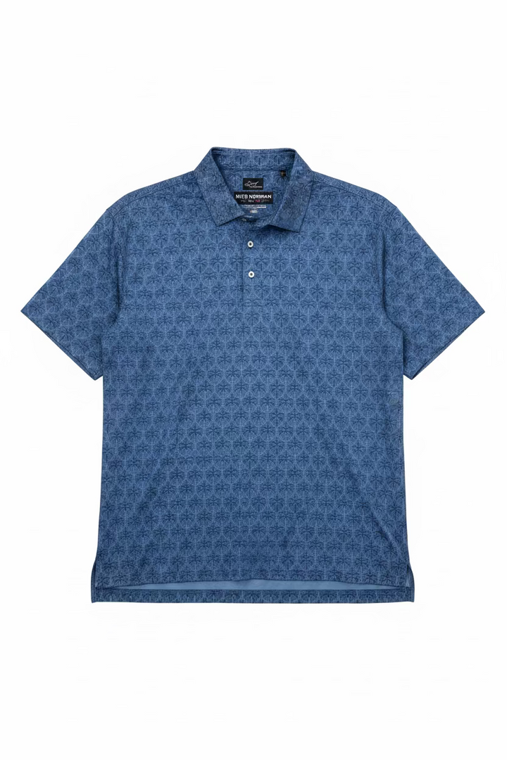 Greg Norman Mens Short Sleeve Palm Tree Polo - Dark Blue