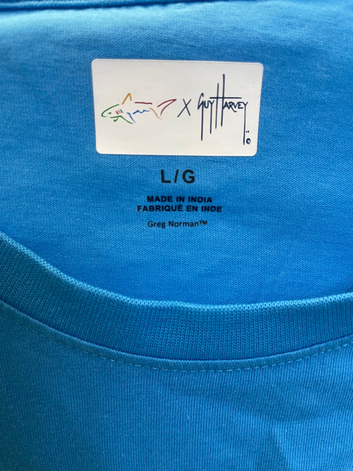 Greg Norman Mens Short Sleeve Shark Attack Shirt - Malibu Blue
