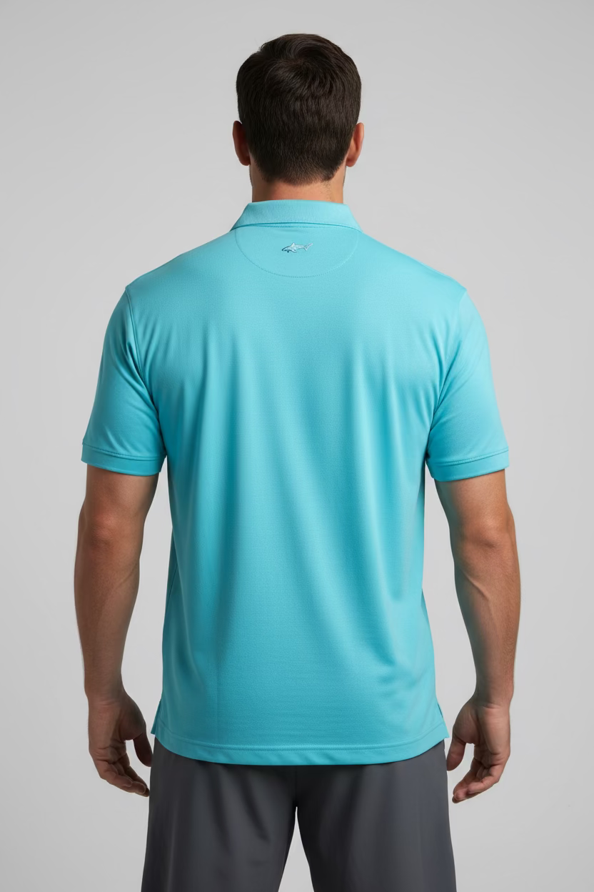 Greg Norman Mens Short Sleeve Casual Polo - Turquoise Sea