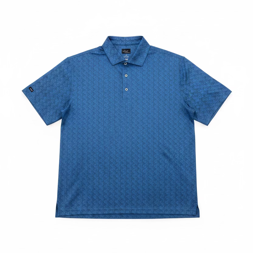 Greg Norman Mens Short Sleeve Tikki Time Polo - Electric Blue