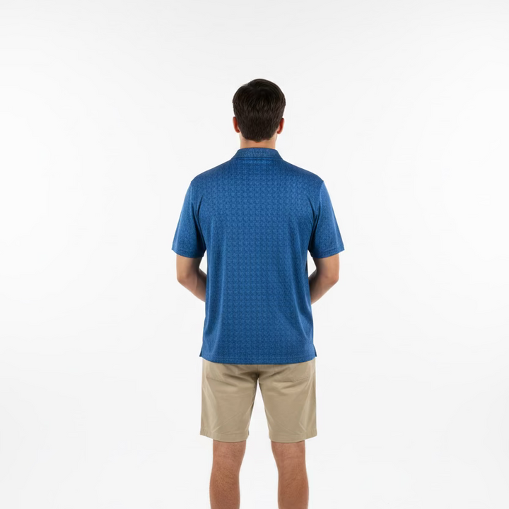 Greg Norman Mens Short Sleeve Tikki Time Polo - Electric Blue