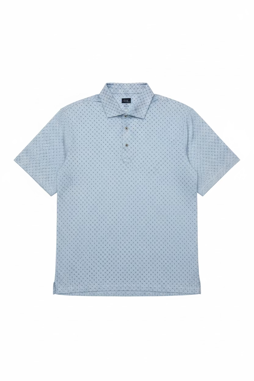 Greg Norman Mens Short Sleeve Pattern Print Polo - Electric Blue