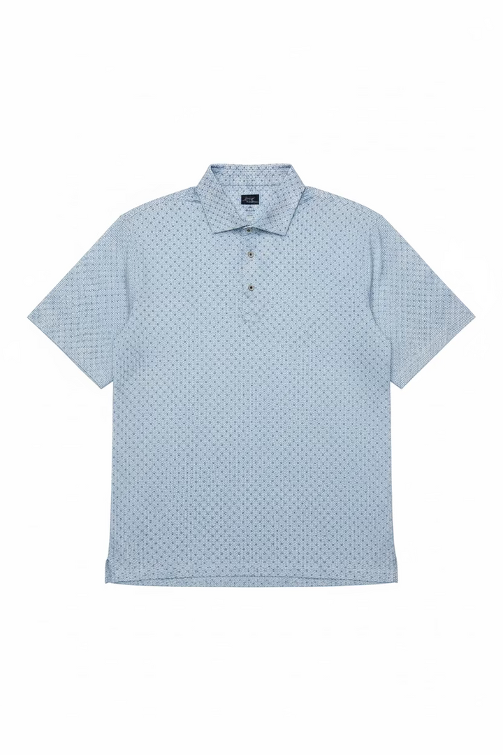 Greg Norman Mens Short Sleeve Pattern Print Polo - Electric Blue
