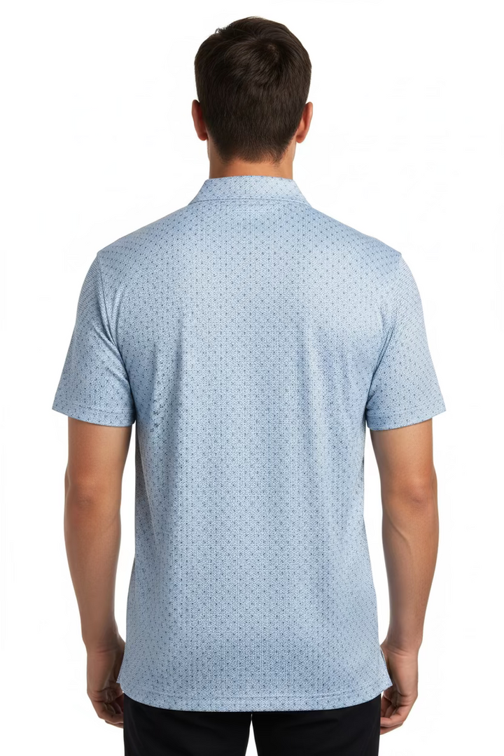 Greg Norman Mens Short Sleeve Pattern Print Polo - Electric Blue