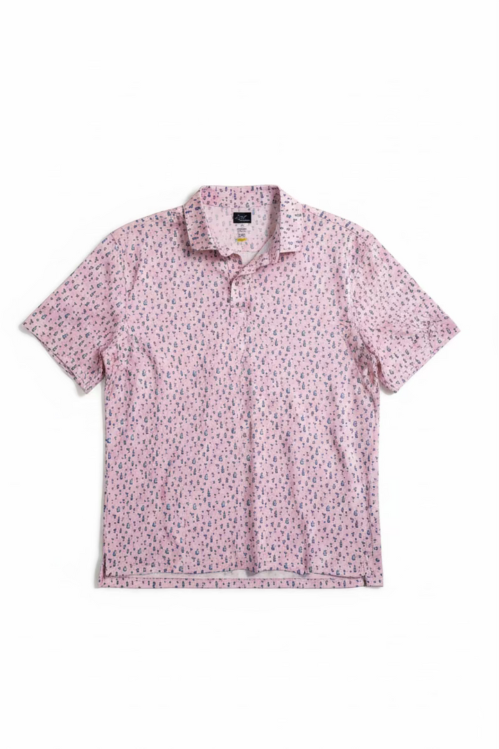 Greg Norman Mens Short Sleeve Martini Polo - Rose Shadow/Sky Blue