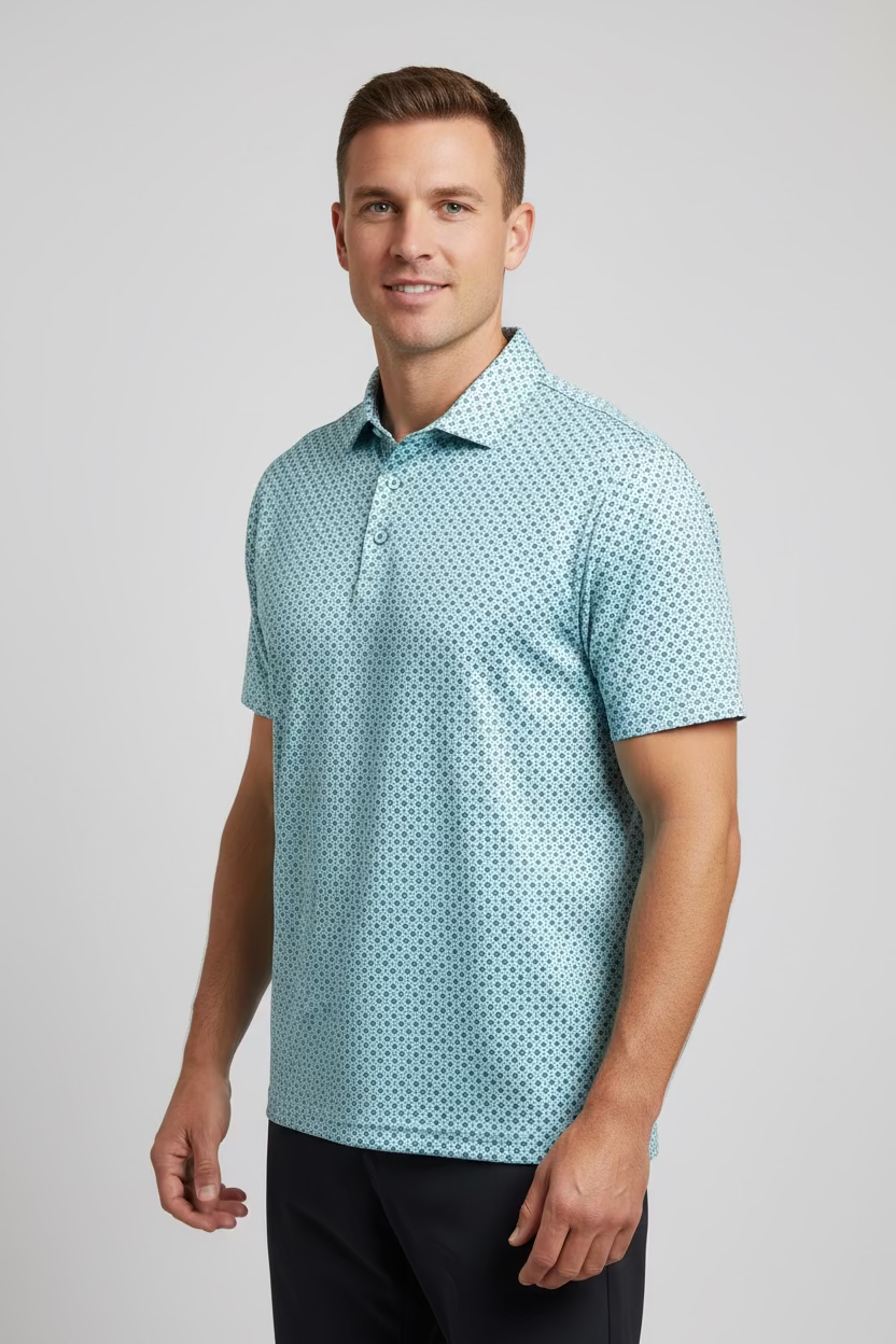 Greg Norman Mens Short Sleeve Luau in Oahu Polo - Marine Blue