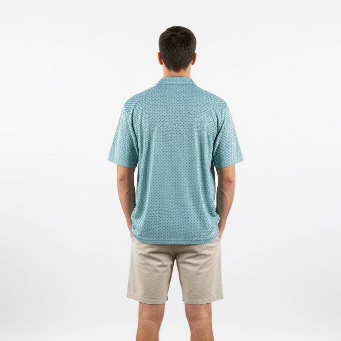 Greg Norman Mens Short Sleeve Luau in Oahu Polo - Marine Blue