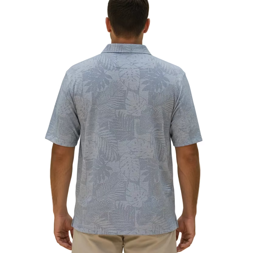 Greg Norman Mens Short Sleeve Tropical Button Down Shirt - Storm