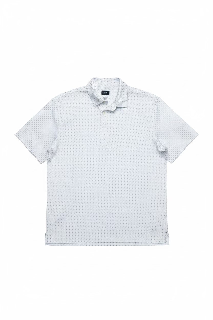 Greg Norman Mens Short Sleeve Seaport Polo - White/Sky Blue