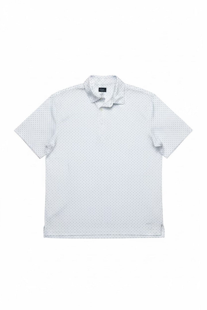 Greg Norman Mens Short Sleeve Seaport Polo - White/Sky Blue