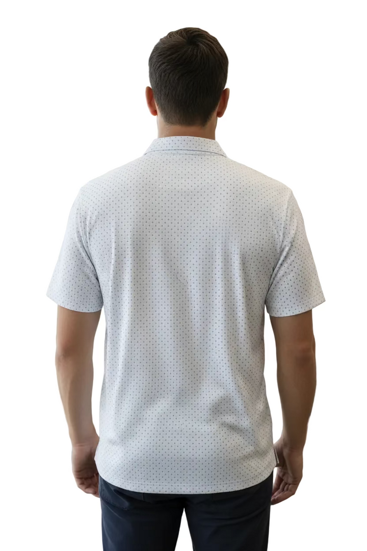 Greg Norman Mens Short Sleeve Seaport Polo - White/Sky Blue