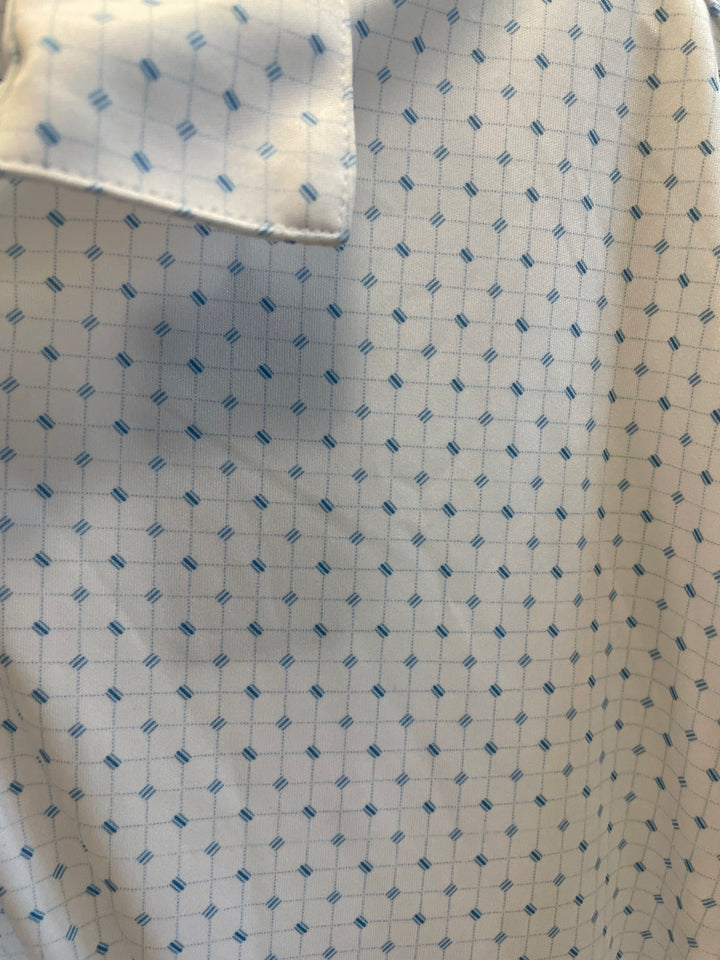 Greg Norman Mens Short Sleeve Seaport Polo - White/Sky Blue