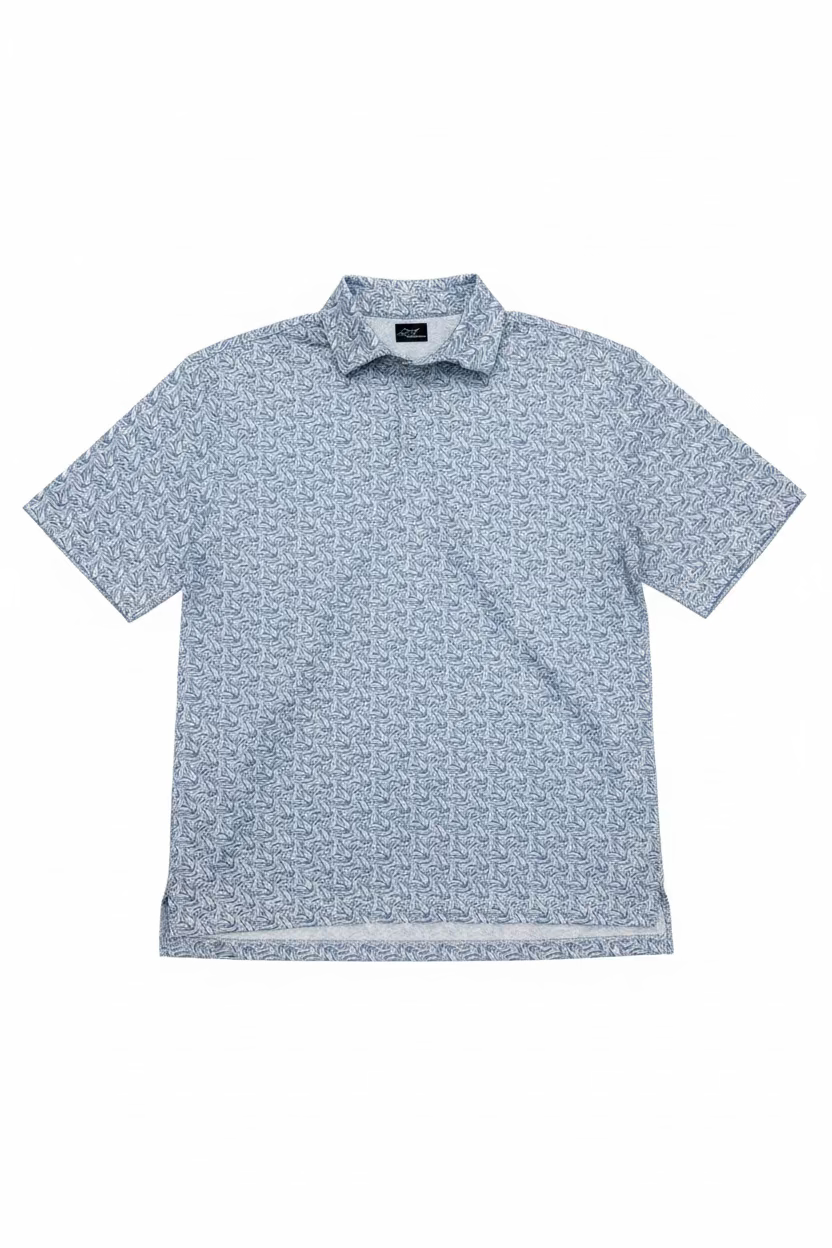 Greg Norman Mens Short Sleeve Whirlpool Polo - Bay Blue
