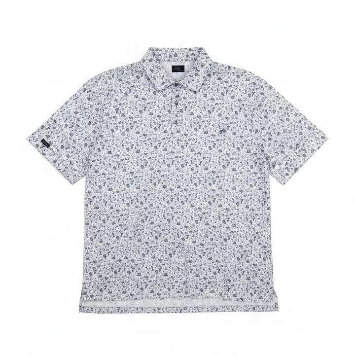 Greg Norman Mens Short Sleeve Golf Paradise Polo - White/Navy