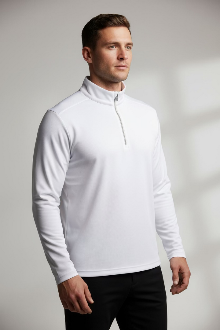 Greg Norman Mens Long Sleeve Pro Series Polo - White