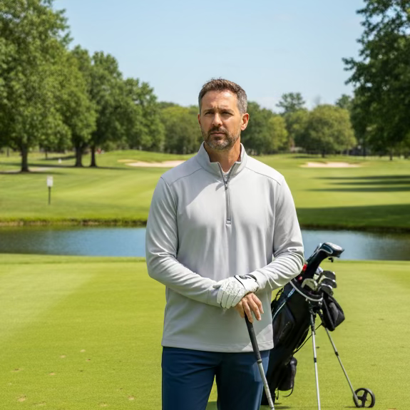 Greg Norman Mens Long Sleeve Pro Series Polo - Grey Seal