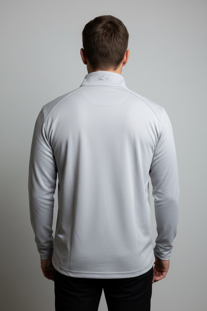 Greg Norman Mens Long Sleeve Pro Series Polo - Grey Seal