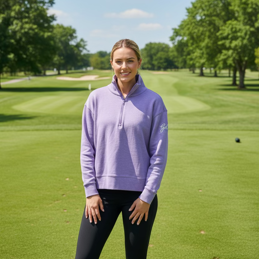 Greg Norman Womens Long Sleeve Knit Pullover - Lavender Bliss Heather
