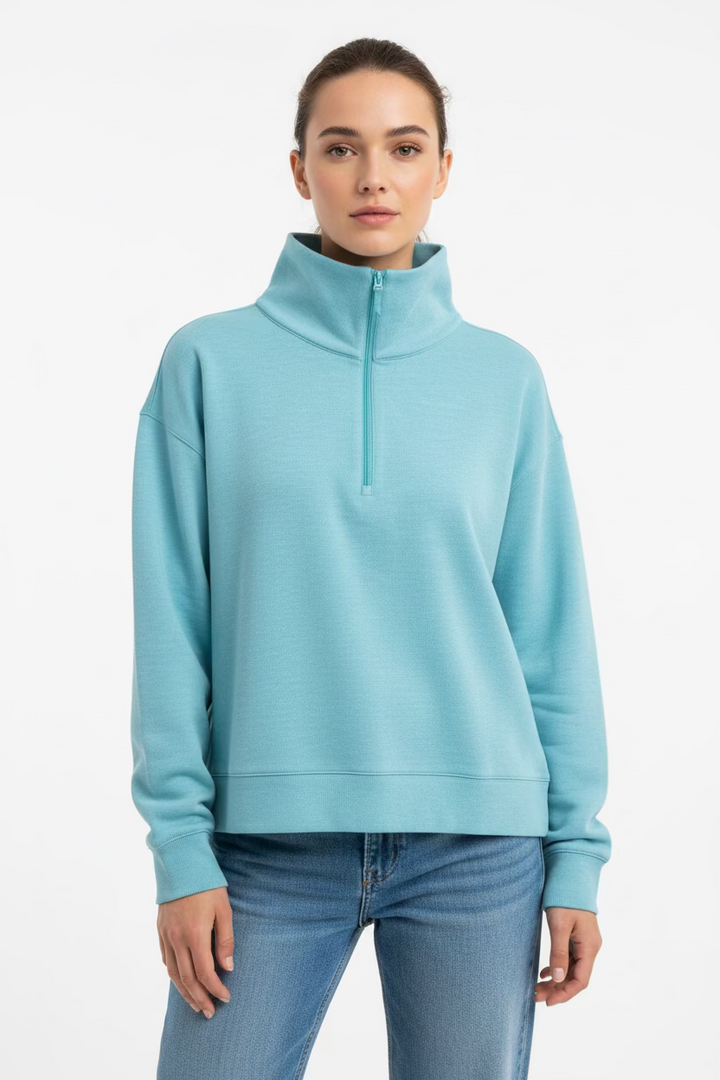 Greg Norman Womens Long Sleeve Knit Pullover - Teal Ocean Heather