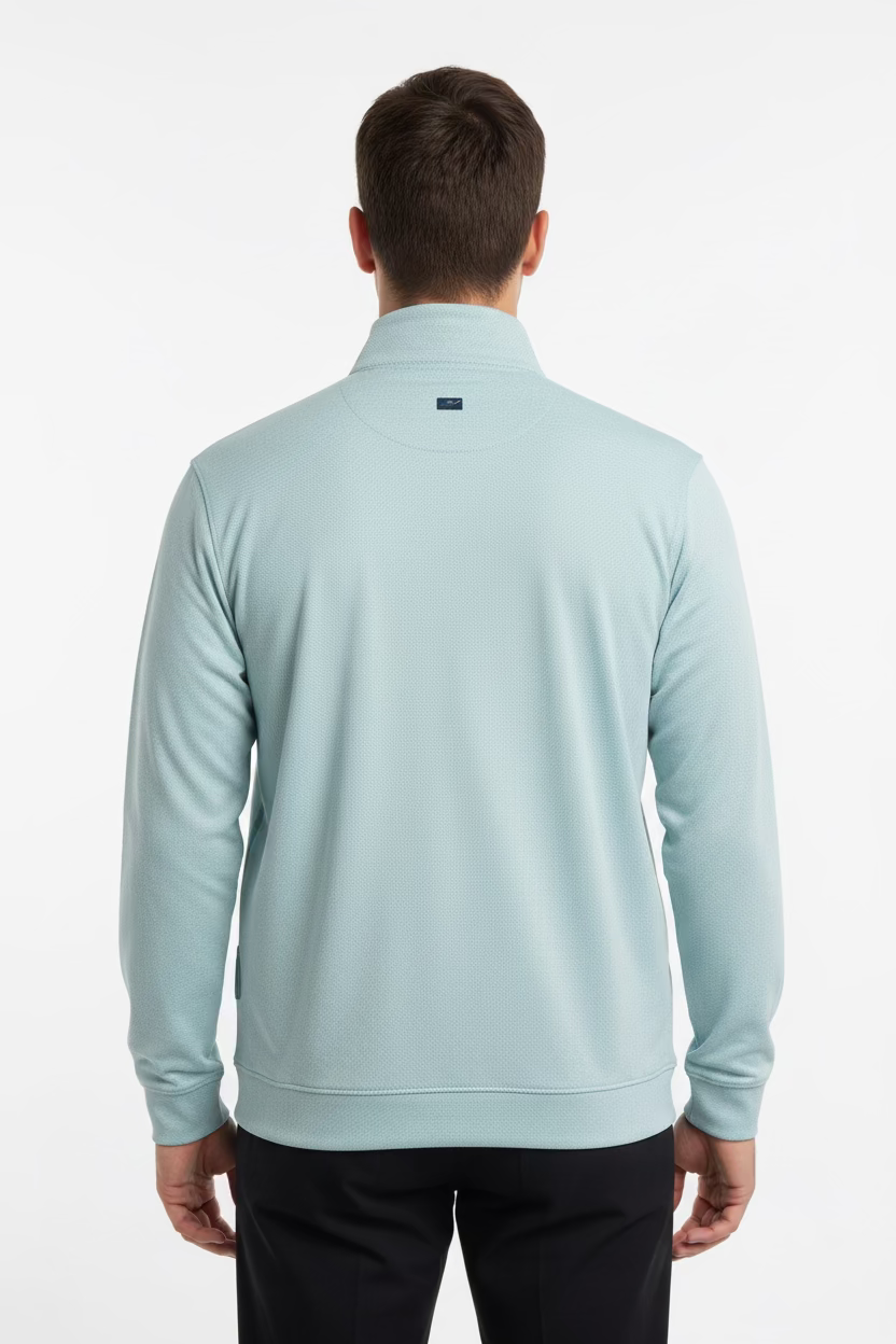 Greg Norman Mens Long Sleeve Pattern Pullover - Marine Blue/White