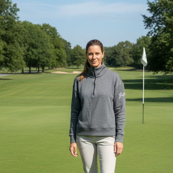 Greg Norman Womens Long Sleeve Knit Pullover - Black/Grey Heather