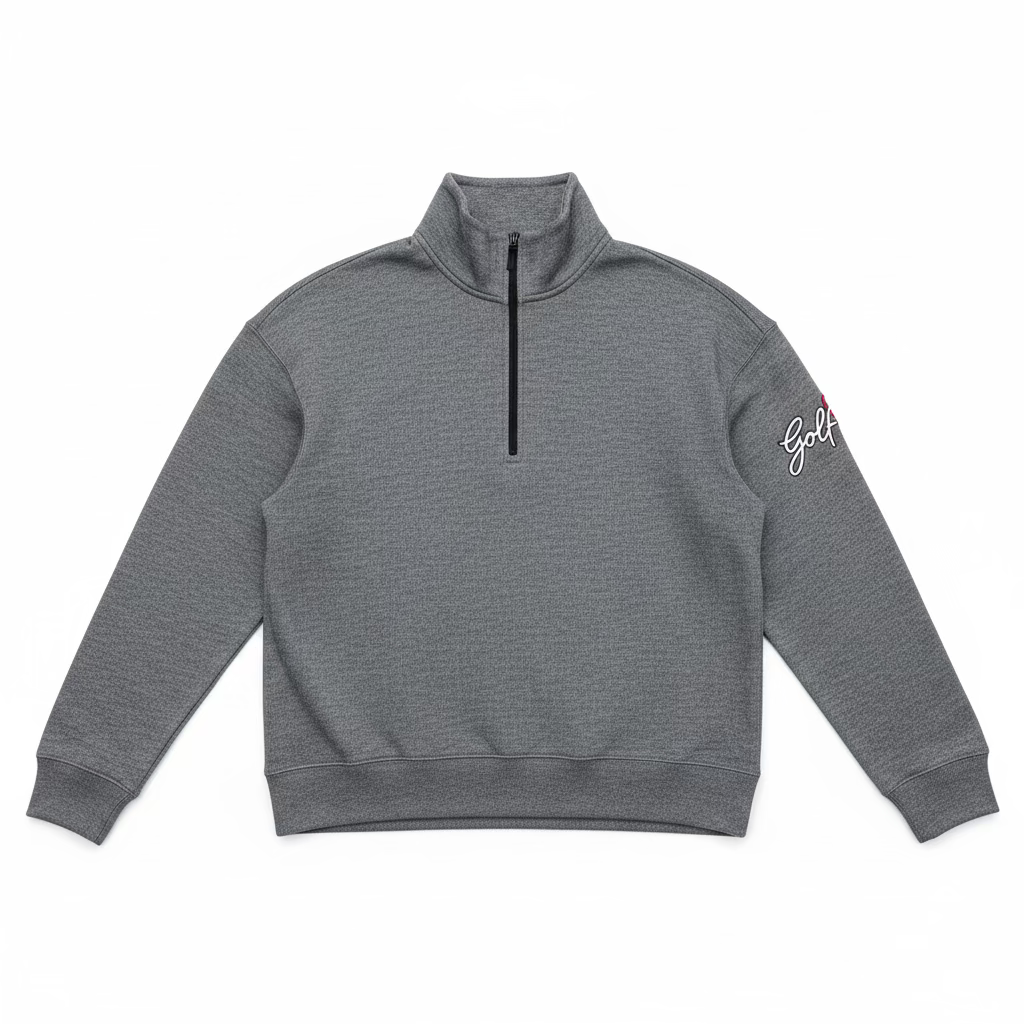 Greg Norman Womens Long Sleeve Knit Pullover - Black/Grey Heather