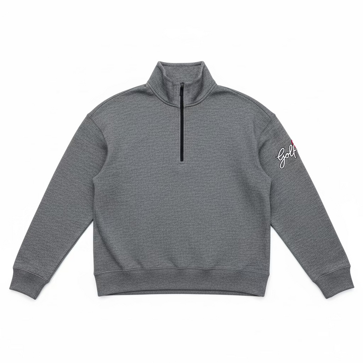Greg Norman Womens Long Sleeve Knit Pullover - Black/Grey Heather
