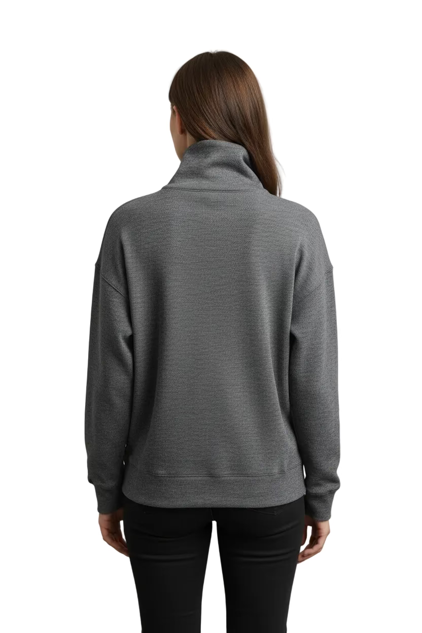 Greg Norman Womens Long Sleeve Knit Pullover - Black/Grey Heather