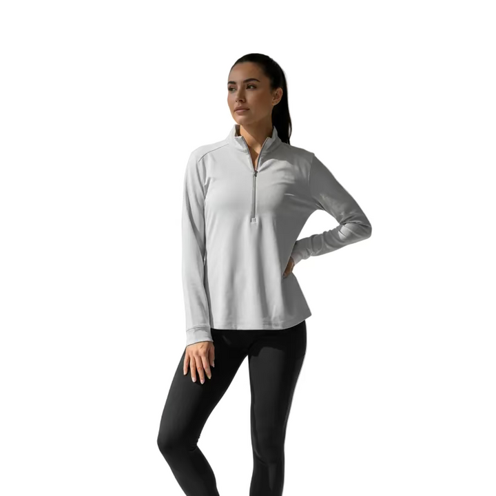 Greg Norman Womens Long Sleeve Pro Series Polo - Seagull Grey